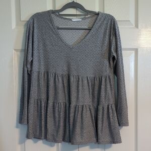 First Love Gray Tiered Tunic Top